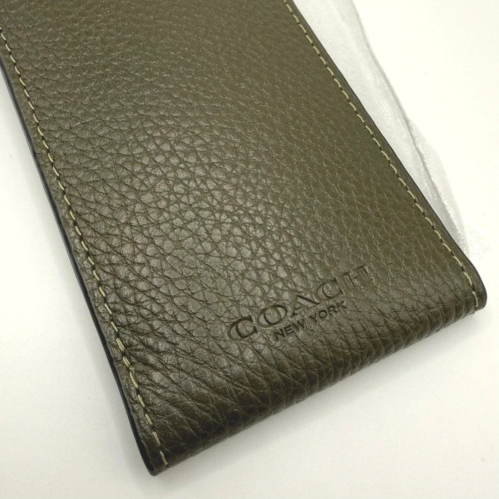 Coach C5766 Cargo Green Pebbled Leather Luggage Tag Travel ID Holder NWT